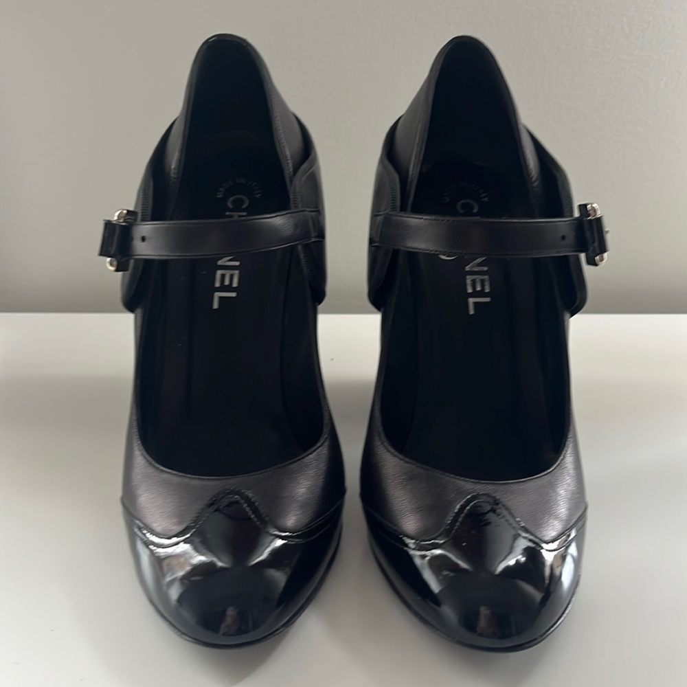 Chanel Black Mary Jane Block Heel
